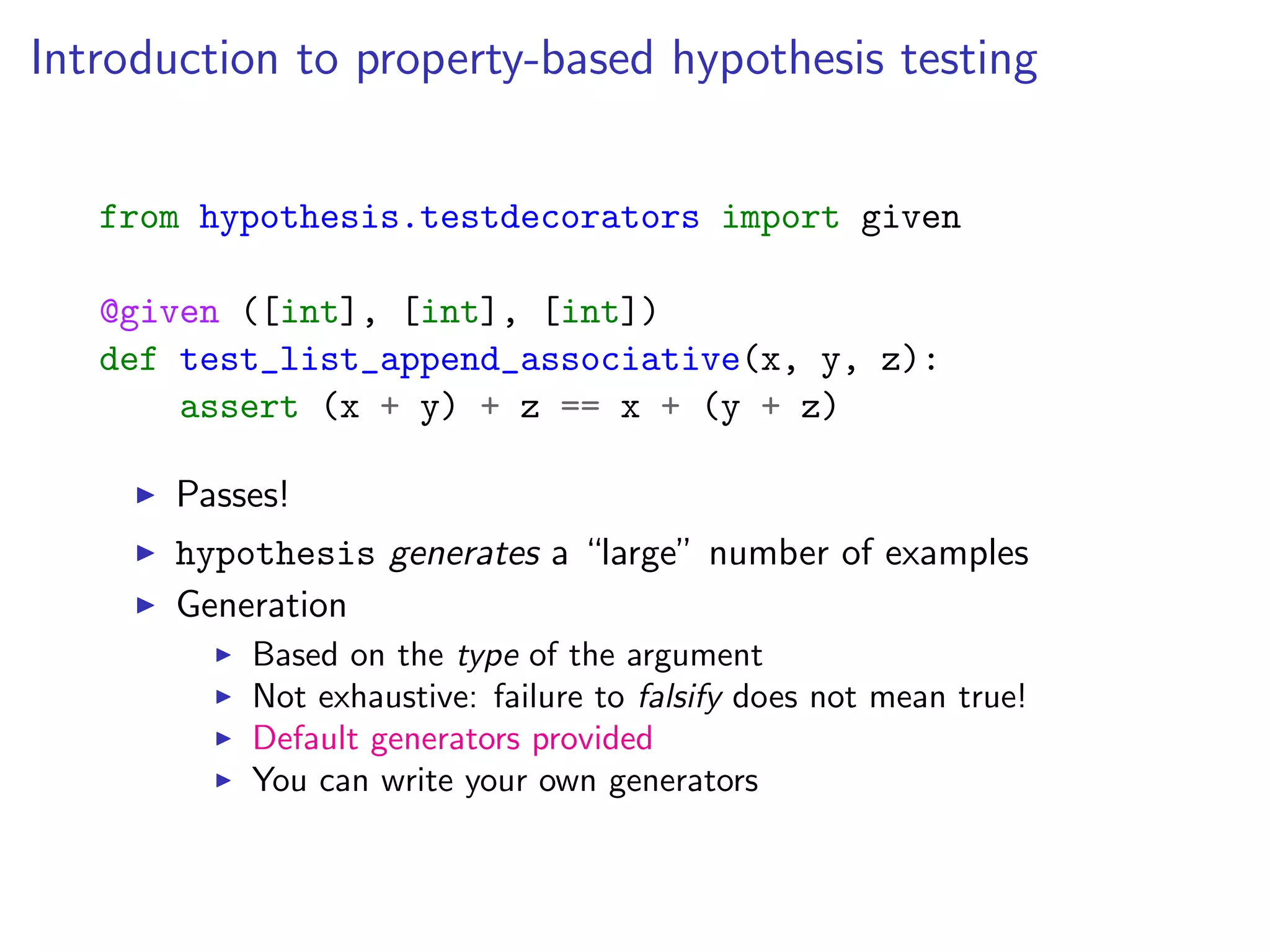 5-minute intro to property-based testing in Python with hypothesis | PPT