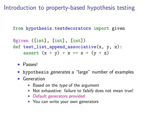 5-minute intro to property-based testing in Python with hypothesis | PPT