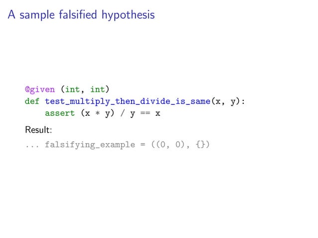 5-minute intro to property-based testing in Python with hypothesis | PPT