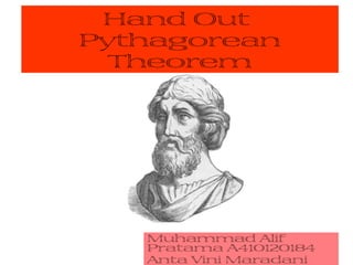 Hand Out
Pythagorean
Theorem
Muhammad Alif
Pratama A410120184
Anta Vini Maradani
 