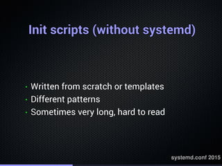 Init scripts (without systemd)Init scripts (without systemd)Init scripts (without systemd)Init scripts (without systemd)In...