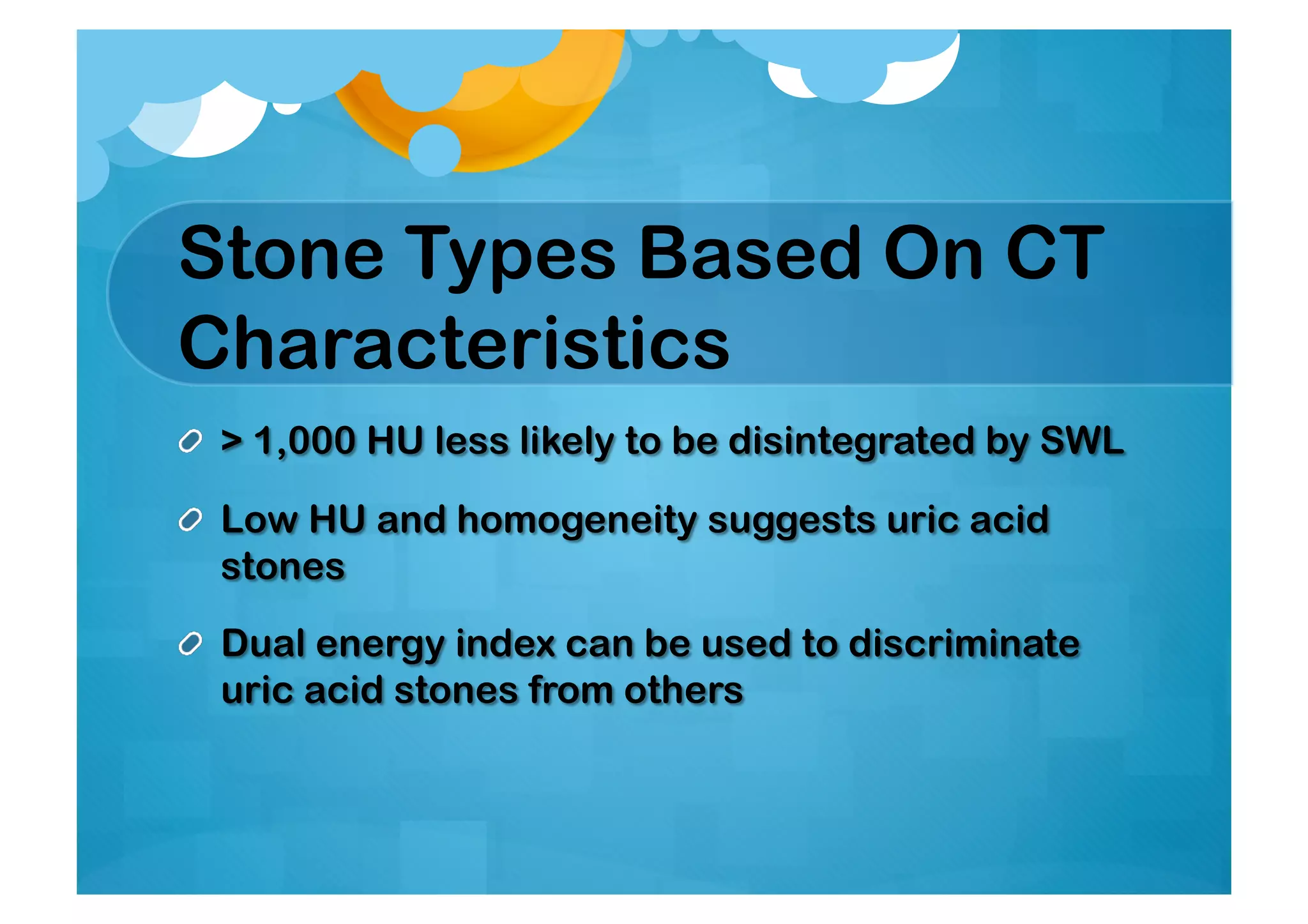 Stone Types Based On CT
Characteristics
 