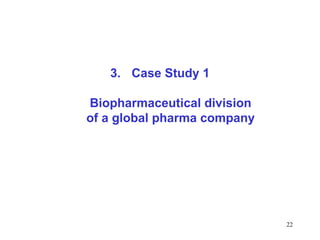 22
3. Case Study 1
Biopharmaceutical division
of a global pharma company
 