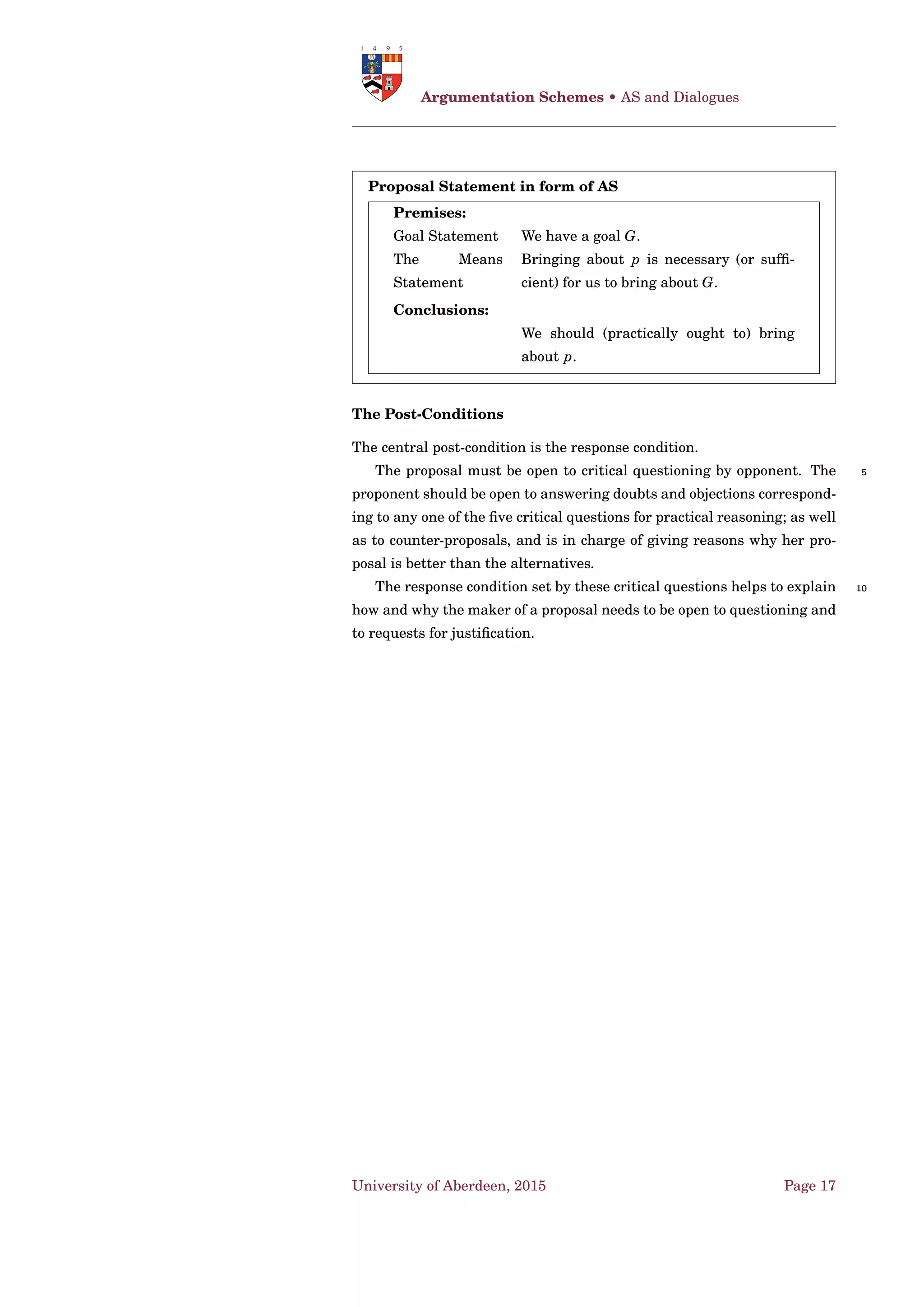 Dung’s AF • Labelling-Based Semantics Representation
[Cam06]
University of Aberdeen, 2015 Page 7
 