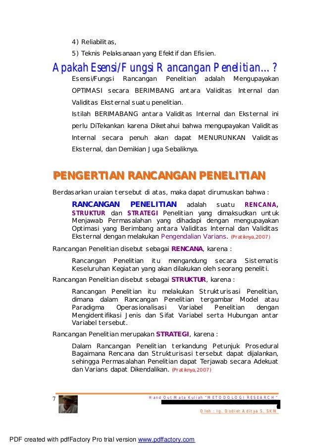 Pengantar Desain/Rancangan Penelitian
