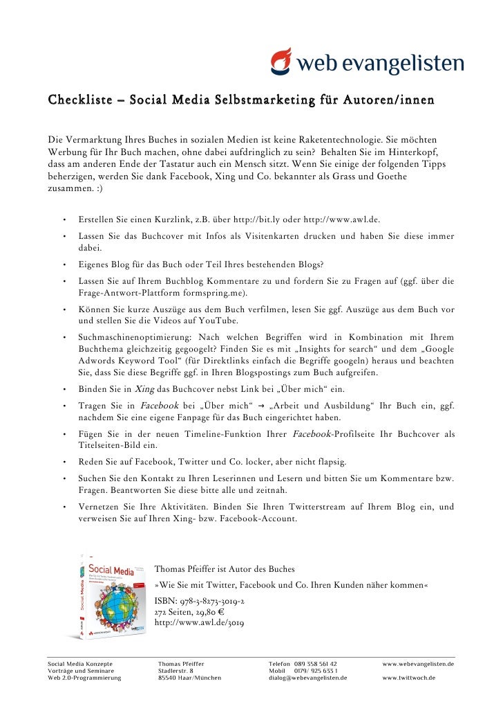 Handout: Checkliste - Social Media Selbstmarketing für ...