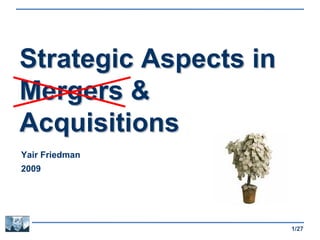 Strategic Aspects in
Mergers &
Acquisitions
Yair Friedman
2009




                       1/27
 