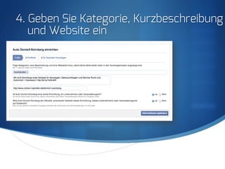 S
4. Geben Sie Kategorie, Kurzbeschreibung
und Website ein
 