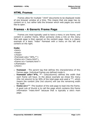 Handout6 html frames | PDF