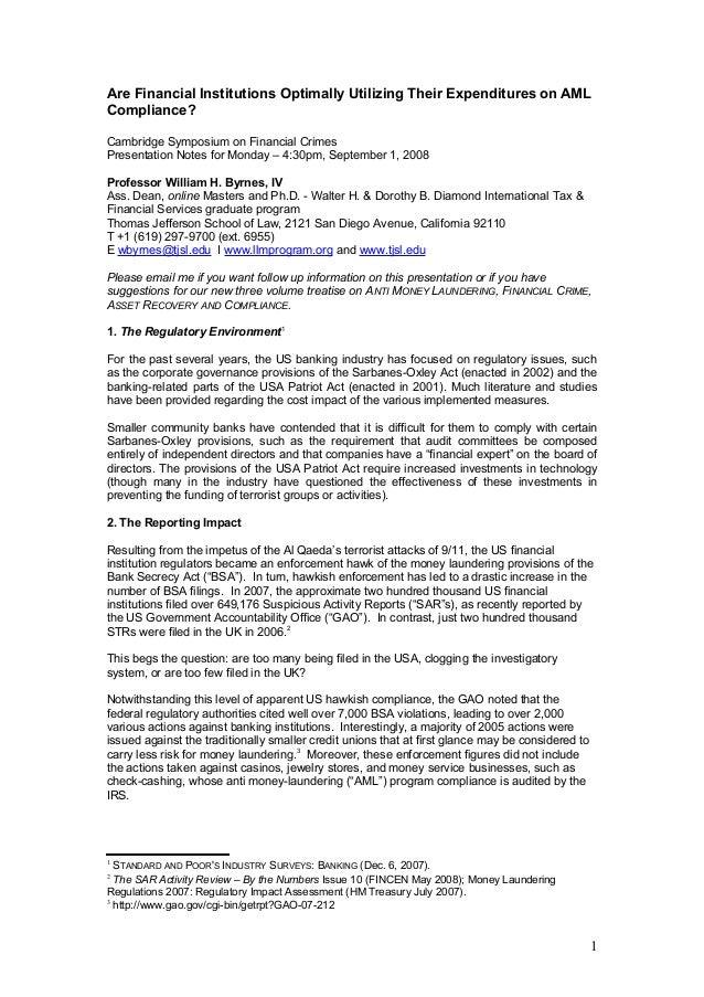 Cambridge Anti Money Laundering Lecture 2008