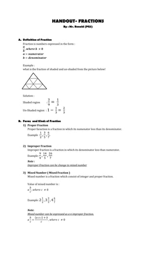 HANDOUT- FRACTIONS <br />By : Mr. Ronald (PGS)<br />,[object Object]