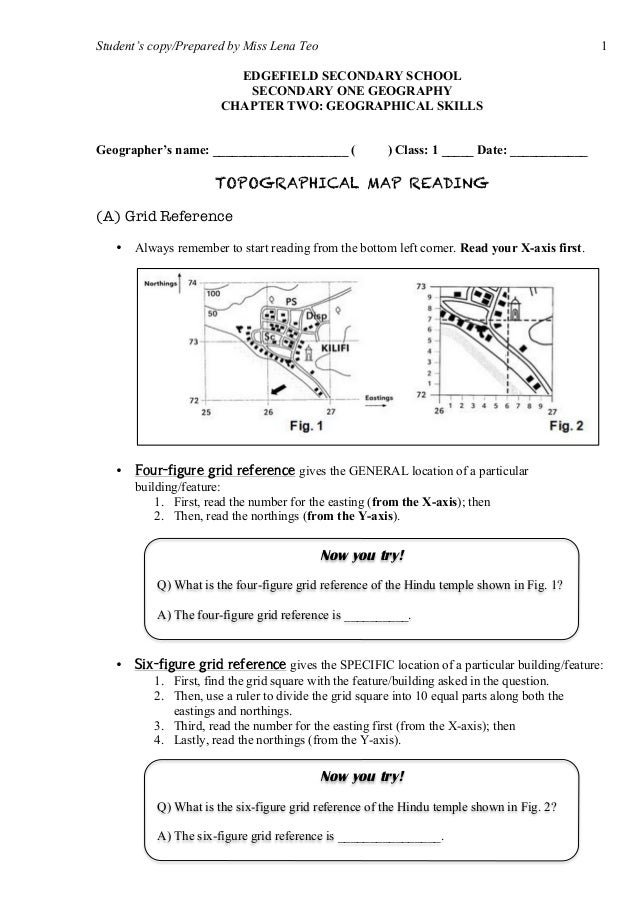 S1 Ge Handout Map Reading Student