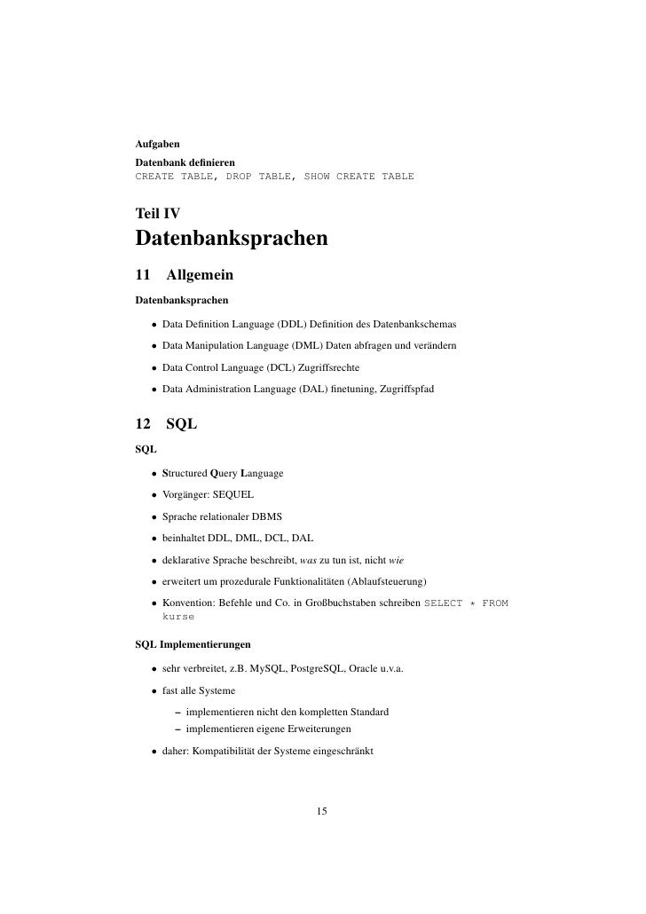 Einstieg In Relationale Datenbanken Mit Mysql Handout