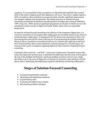 Solution-focused Counseling for Depression 