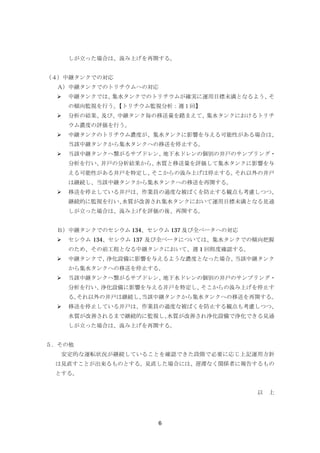 しが立った場合は、汲み上げを再開する。 
6 
（４）中継タンクでの対応 
Ａ）中継タンクでのトリチウムへの対応 
 中継タンクでは、集水タンクでのトリチウムが確実に運用目標未満となるよう、そ 
の傾向監視を行う。【トリチウム監視分析：週１回】 
 分析の結果、及び、中継タンク毎の移送量を踏まえて、集水タンクにおけるトリチ 
ウム濃度の評価を行う。 
 中継タンクのトリチウム濃度が、集水タンクに影響を与える可能性がある場合は、 
当該中継タンクから集水タンクへの移送を停止する。 
 当該中継タンクへ繋がるサブドレン、地下水ドレンの個別の井戸のサンプリング・ 
分析を行い、井戸の分析結果から、水質と移送量を評価して集水タンクに影響を与 
える可能性がある井戸を特定し、そこからの汲み上げは停止する。それ以外の井戸 
は継続し、当該中継タンクから集水タンクへの移送を再開する。 
 移送を停止している井戸は、作業員の過度な被ばくを防止する観点も考慮しつつ、 
継続的に監視を行い、水質が改善され集水タンクにおいて運用目標未満となる見通 
しが立った場合は、汲み上げを評価の後、再開する。 
Ｂ）中継タンクでのセシウム134、セシウム137 及び全ベータへの対応 
 セシウム 134、セシウム137 及び全ベータについては、集水タンクでの傾向把握 
のため、その前工程となる中継タンクにおいて、週1 回程度確認する。 
 中継タンクで、浄化設備に影響を与えるような濃度となった場合、当該中継タンク 
から集水タンクへの移送を停止する。 
 当該中継タンクへ繋がるサブドレン、地下水ドレンの個別の井戸のサンプリング・ 
分析を行い、浄化設備に影響を与える井戸を特定し、そこからの汲み上げを停止す 
る。それ以外の井戸は継続し、当該中継タンクから集水タンクへの移送を再開する。 
 移送を停止している井戸は、作業員の過度な被ばくを防止する観点も考慮しつつ、 
水質が改善されるまで継続的に監視し、水質が改善され浄化設備で浄化できる見通 
しが立った場合は、汲み上げを再開する。 
５．その他 
安定的な運転状況が継続していることを確認できた段階で必要に応じ上記運用方針 
は見直すことが出来るものとする。見直した場合には、遅滞なく関係者に報告するもの 
とする。 
以 上 
