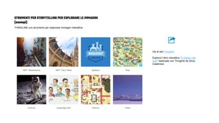 STRUMENTI PER STORYTELLING PER ESPLORARE LE IMMAGINI
(esempi)
Vai al sito Thinglink
Esplora il libro interattivo “Il mistero del
sole” realizzato con Thinglink da Silvia
Calabrese
THINGLINK uno strumento per realizzare immagini interattive
 