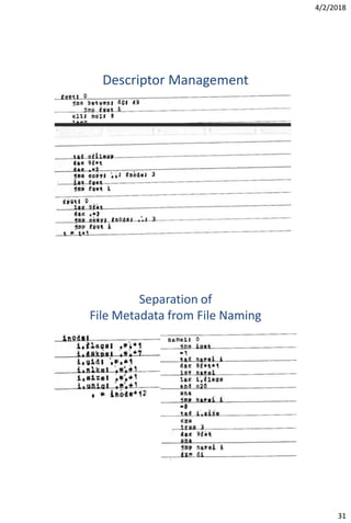 4/2/2018
31
Descriptor Management
Separation of
File Metadata from File Naming
 