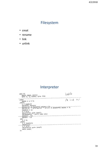 4/2/2018
33
Filesystem
• creat
• rename
• link
• unlink
Interpreter
 