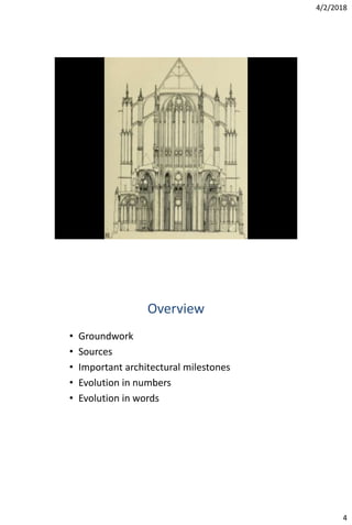 4/2/2018
4
Overview
• Groundwork
• Sources
• Important architectural milestones
• Evolution in numbers
• Evolution in words
 