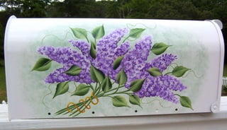  Hand Painted Mailbox, Lilac Bouquet