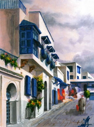 Hand Paint Water Color Tunis 002