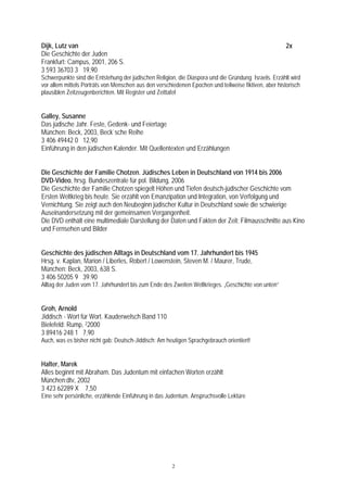 Deutsch-juedische Lebenswelten. Medienliste und Handreichung