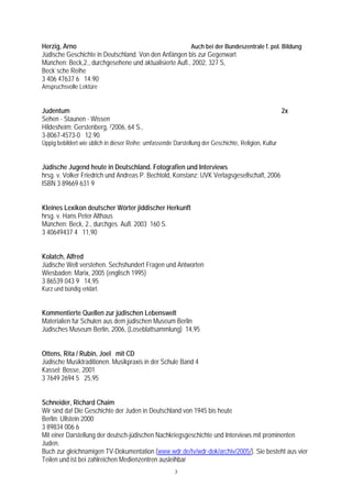 Deutsch-juedische Lebenswelten. Medienliste und Handreichung