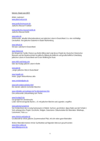 Deutsch-juedische Lebenswelten. Medienliste und Handreichung