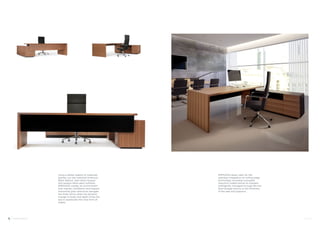 Using a darker palette of materials; 
quarter-cut slip-matched American 
Black Walnut, satin black lacquer 
and opaque black glass surfaces; 
EMPHASIS creates an environment 
that inspires confidence and respect. 
Horizontal grain directions elongate 
the linear forms while the dynamic 
change in levels and depth invite the 
eye to appreciate the vista from all 
angles. 
EMPHASIS desks cater for the 
seamless integration of cutting-edge 
technology; including concealed 
induction mobile phone re-chargers 
intelligently managed through the low 
level storage returns or the thickness 
of the slab end supports. 
6 Emphas i s Hands 
 