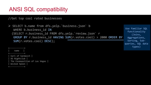 Apache Drill – Hands-On SQL References | PPT