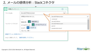 Copyright &copy; 2015-2018 Alterbooth inc. All Rights Reserved.
2. メールの感情分析：Slackコネクタ
 