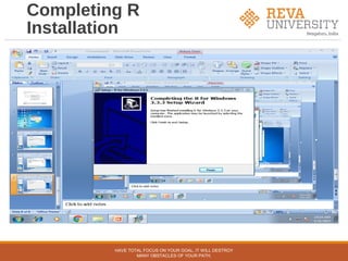 Completing R
Installation
HAVE TOTAL FOCUS ON YOUR GOAL, IT WILL DESTROY
MANY OBSTACLES OF YOUR PATH.
 