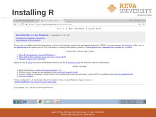 Installing R
HAVE TOTAL FOCUS ON YOUR GOAL, IT WILL DESTROY
MANY OBSTACLES OF YOUR PATH.
 