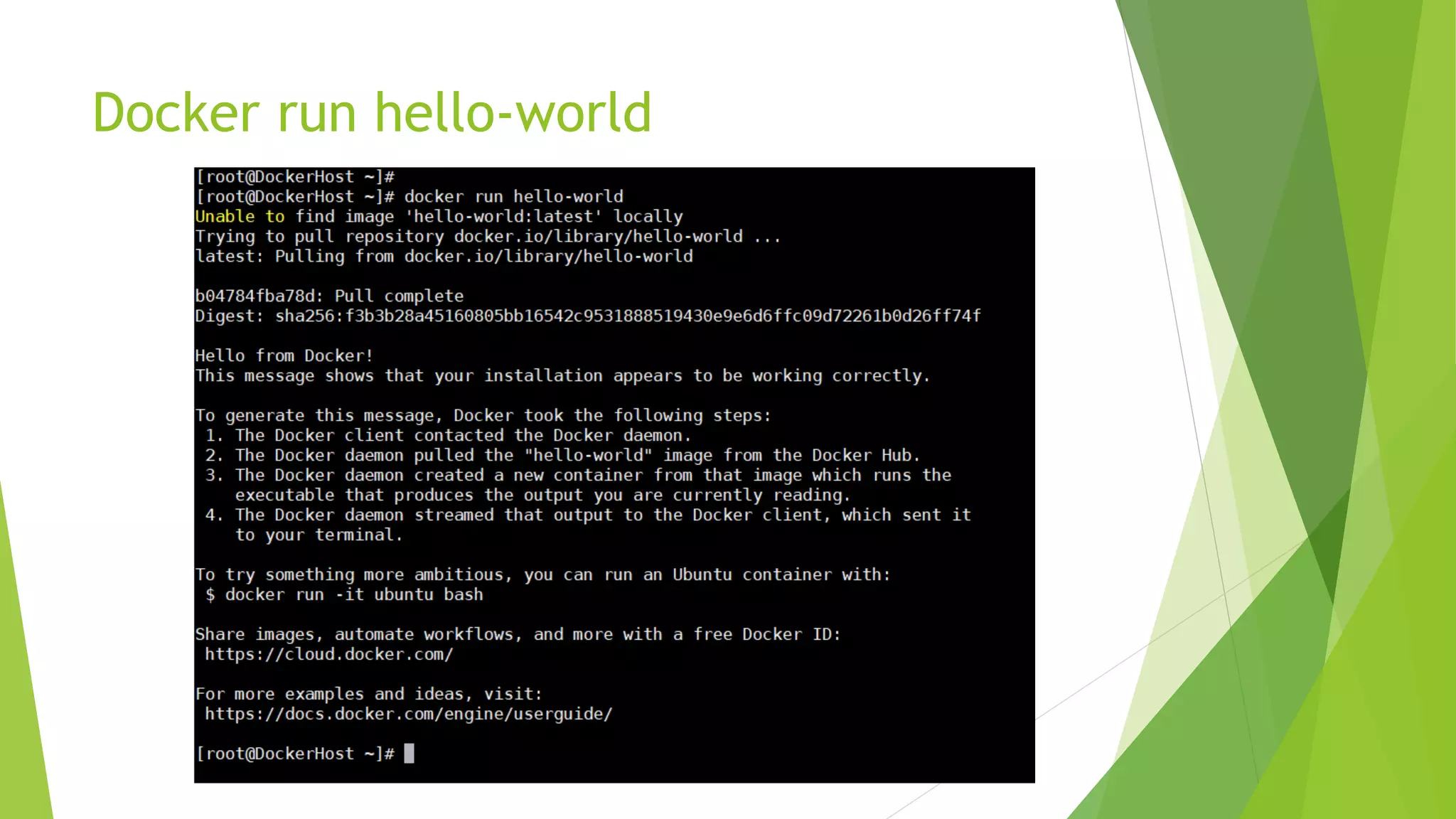 Docker run hello-world
 