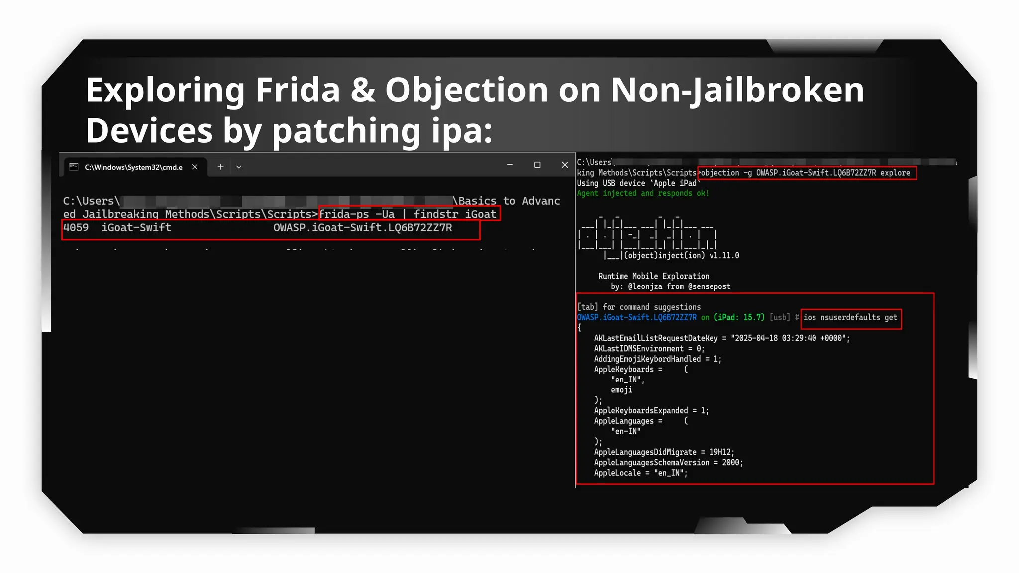 Exploring Frida & Objection on Non-Jailbroken
Devices by patching ipa:
 