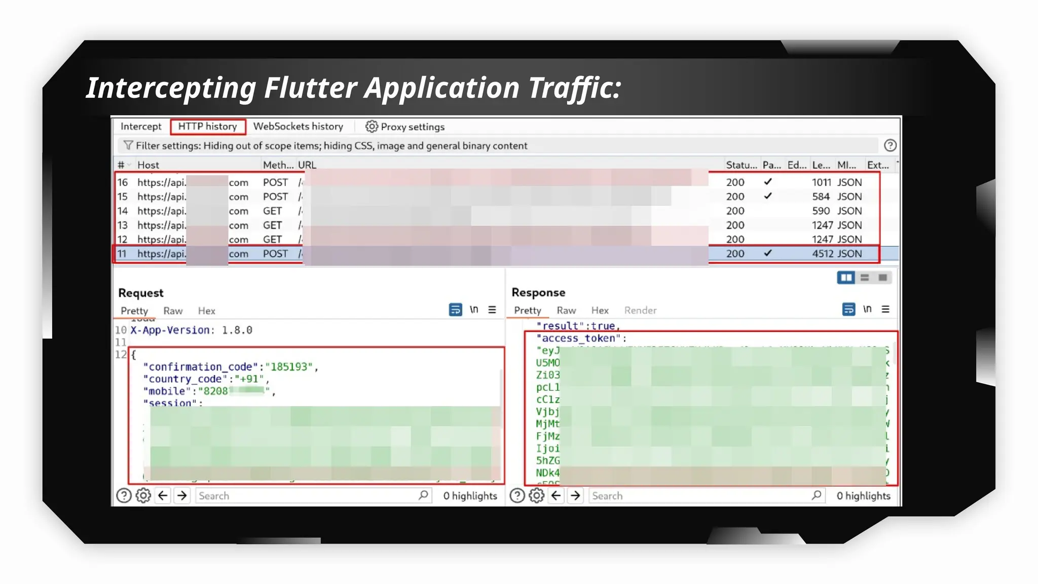 Intercepting Flutter Application Traffic:
 