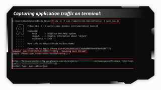 Capturing application traffic on terminal:
 