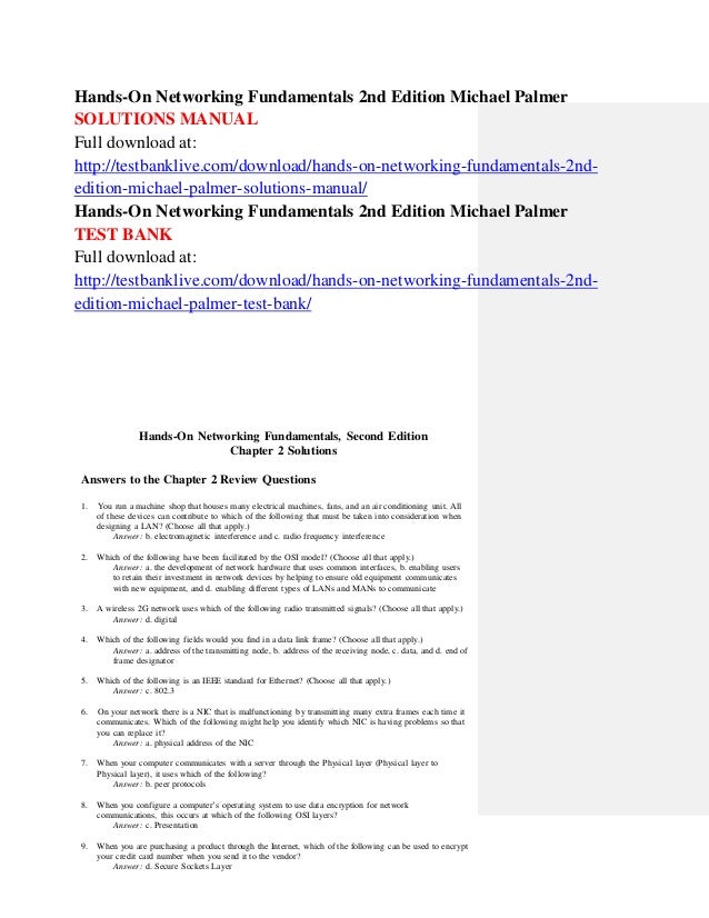 Hands On Networking Fundamentals 2nd Edition Michael Palmer