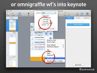 @andreehuk
or omnigraffle wf’s into keynote
 