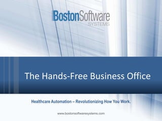 Healthcare Automation:
Revolutionizing How You Work
The Hands-Free Business Office
 