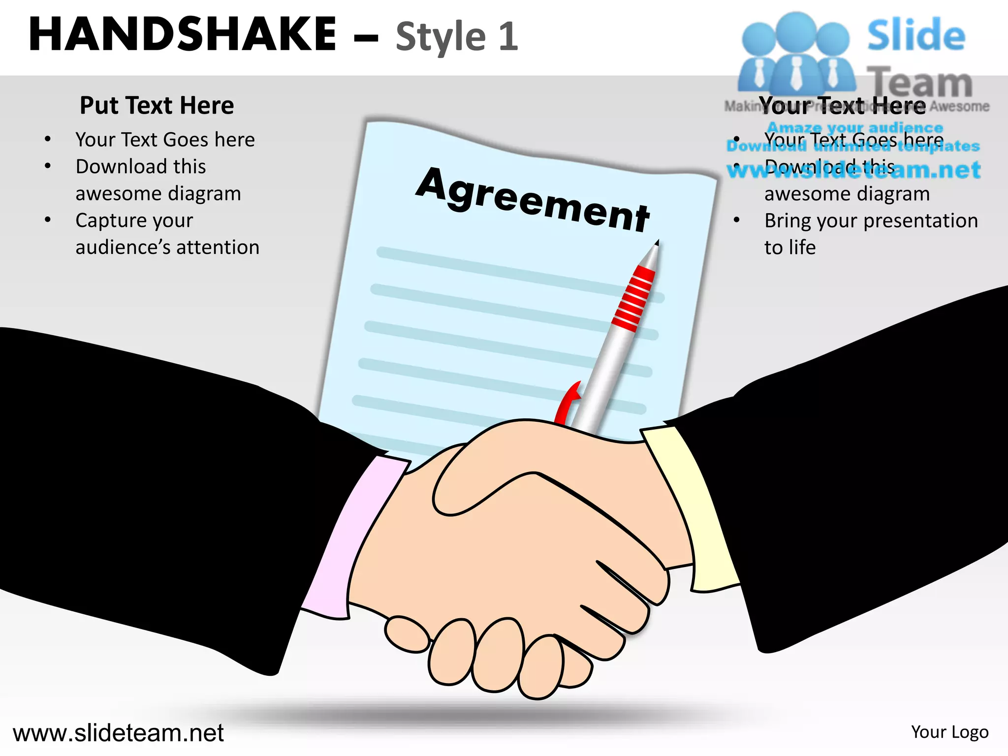 Handshake design 1 powerpoint templates. | PPT