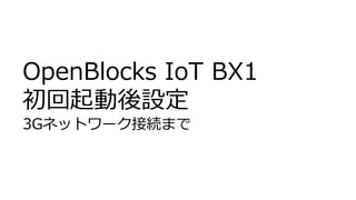 OpenBlocks IoT BX1
初回起動後設定
3Gネットワーク接続まで
 