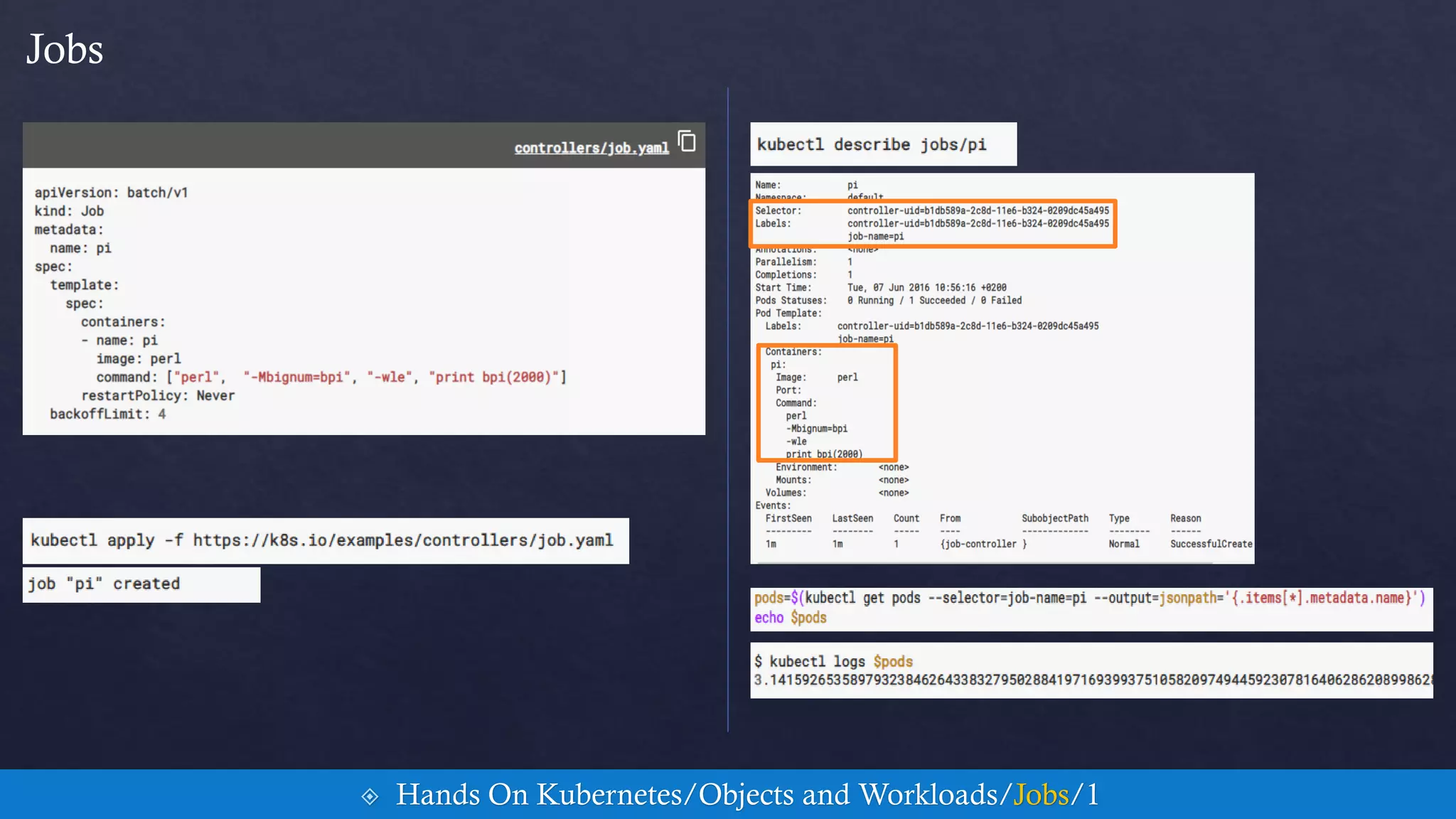 Jobs
 Hands On Kubernetes/Objects and Workloads/Jobs/1
 