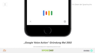 Hands on SEO in Zeiten der Sprachsuche
„Google Voice Action“ Gründung Mai 2002
Quelle: http://www.idownloadblog.com/2015/11/18/google-mobile-app-revamp-search-now-cards/
 