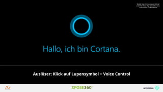 Hands on SEO in Zeiten der Sprachsuche
Quelle: http://www.computerbild.de/
artikel/cb-News-App-Check-Cortana-
Android-iOS-11195534.html
Auslöser: Klick auf Lupensymbol + Voice Control
…………………………………………………………………………………………………………………………………………………………………………………………………………
 