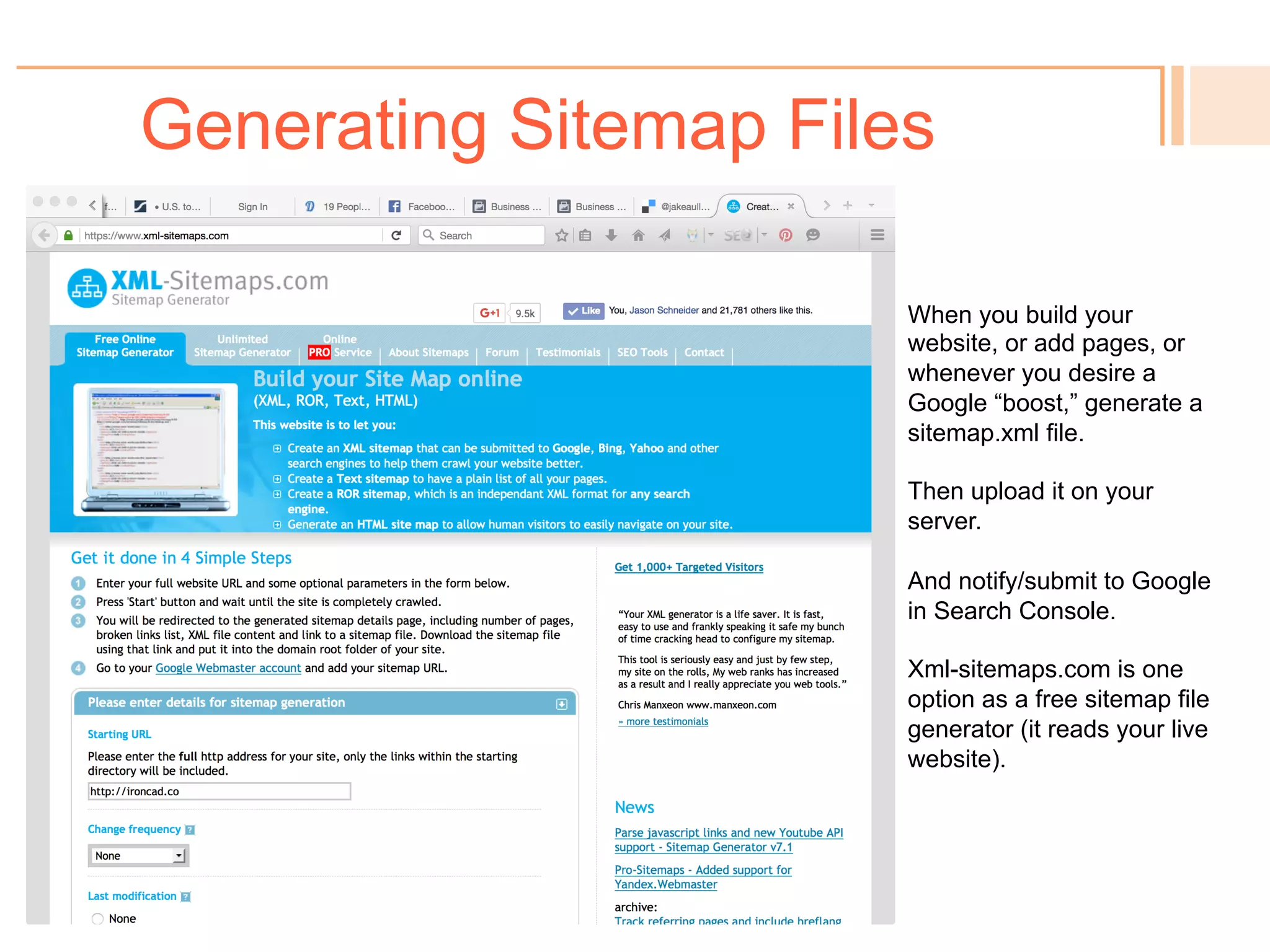 Sitemap.xml Files
Jake Aull | Zen Fires Web Marketing | Websites & SEO | Social Media & Branding
404.259.5550 | ZenFires.com | jake@zenfires.com | @jakeaull
 