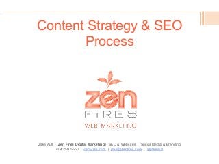 Content Strategy & SEO
Process
Jake Aull | Zen Fires Digital Marketing | SEO & Websites | Social Media & Branding
404.259.5550 | ZenFires.com | jake@zenfires.com | @jakeaull
 
