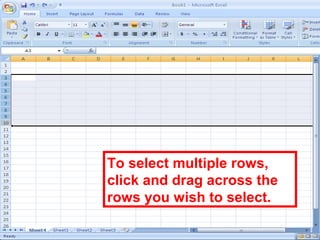 46
To select multiple rows,
click and drag across the
rows you wish to select.
 