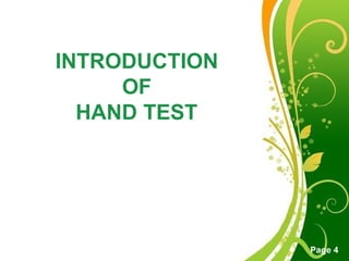Hand Test Projective Test Interpretation Hand Test Projective Test Uses Objectives | PPTX