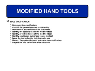 Tool Modification Osha Hand Basic Hand tools and house equipment | PPT